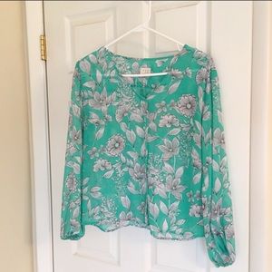 A New Day Green Floral Blouse